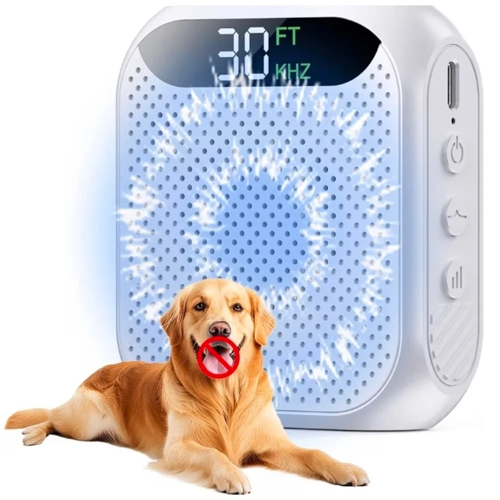 Dog Bark Deterrent Devices, 30ft Ultrasonic Anti Barking Device for Dogs,